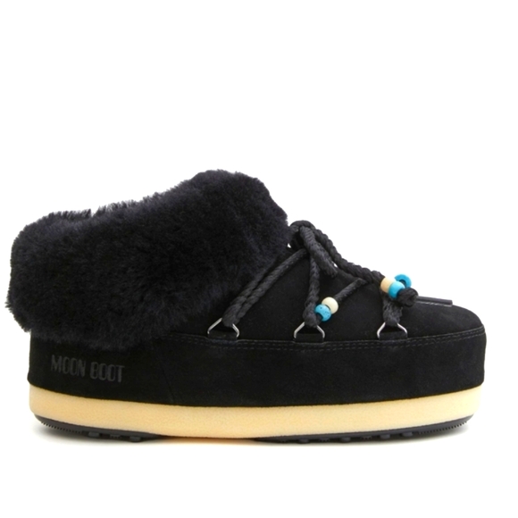 Moon Boot Shoes - Moon Boot Suede Beads Mules Black Moon Boot Mule